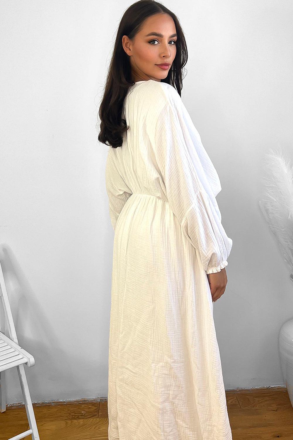 100% Cotton Relaxed Fit Cheesecloth Maxi Dress