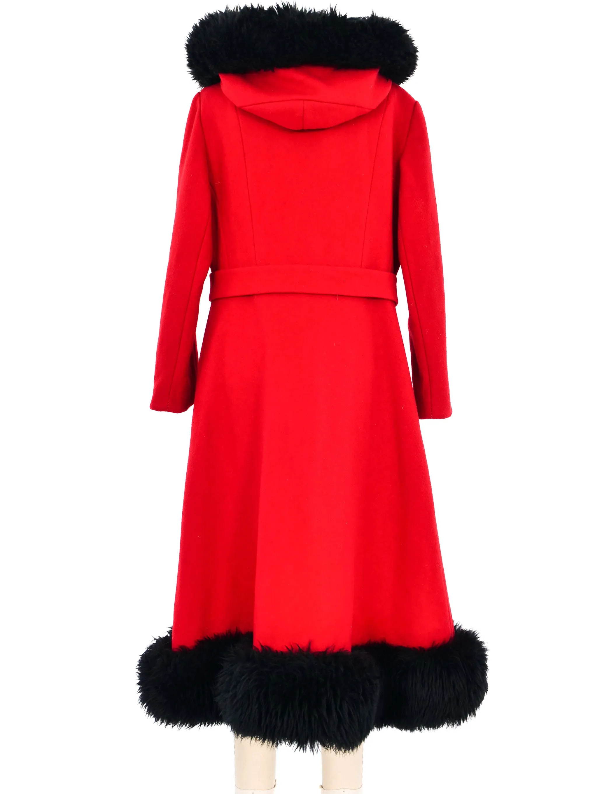 1960s Crimson Faux Fur Trimmed Princess Coat