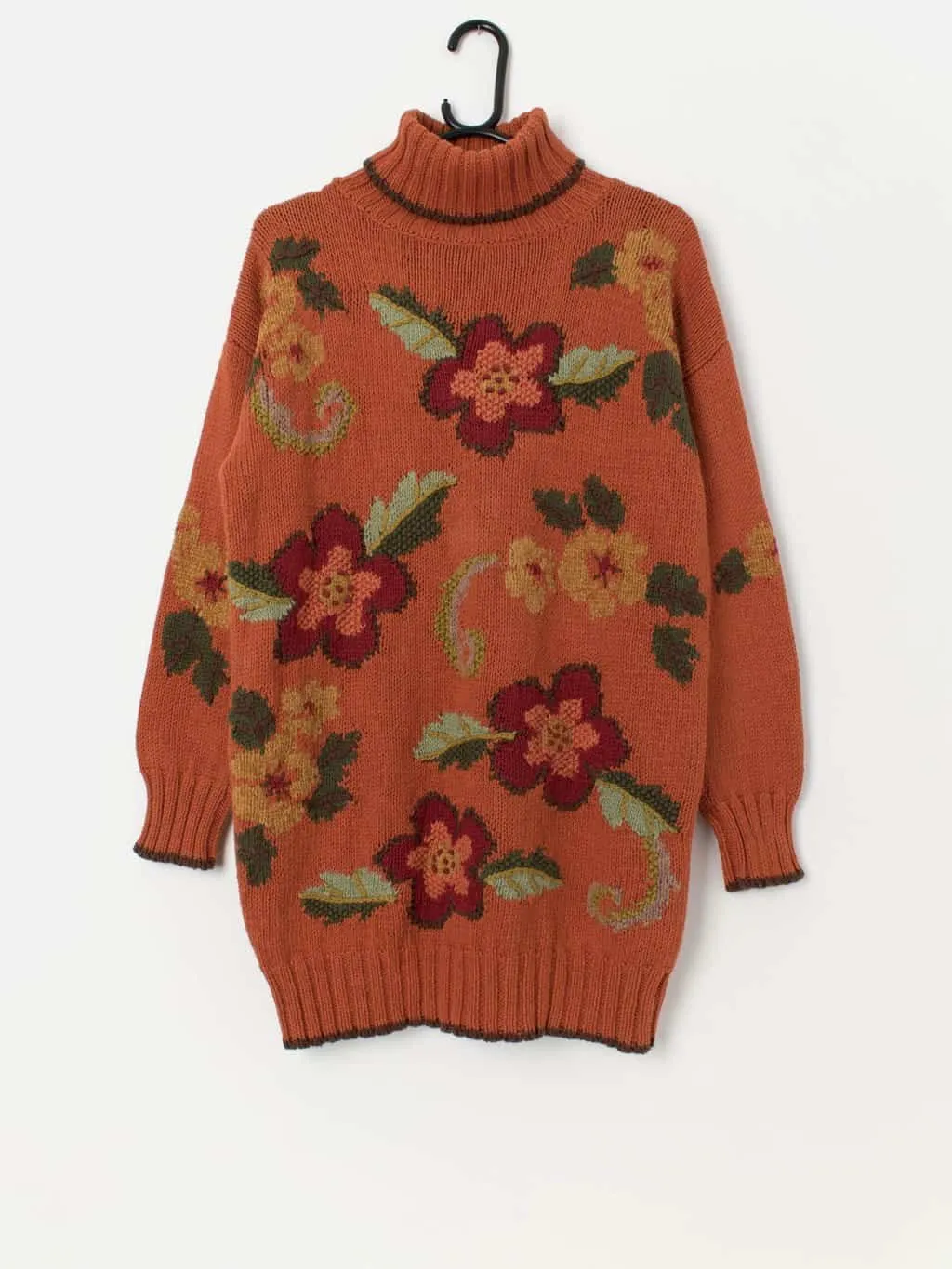 90s St Michael turtle neck sweater in burnt orange – Medium