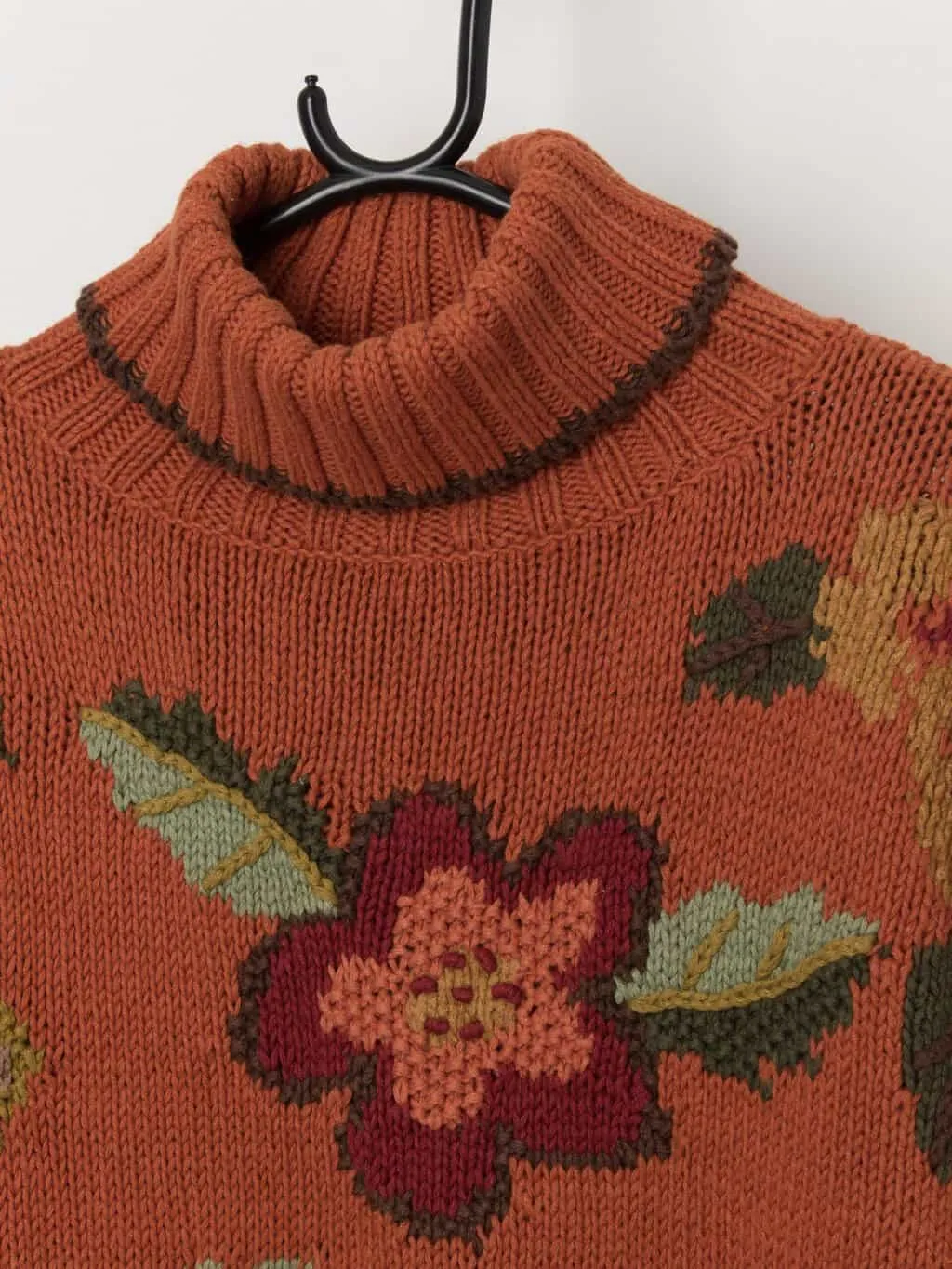 90s St Michael turtle neck sweater in burnt orange – Medium