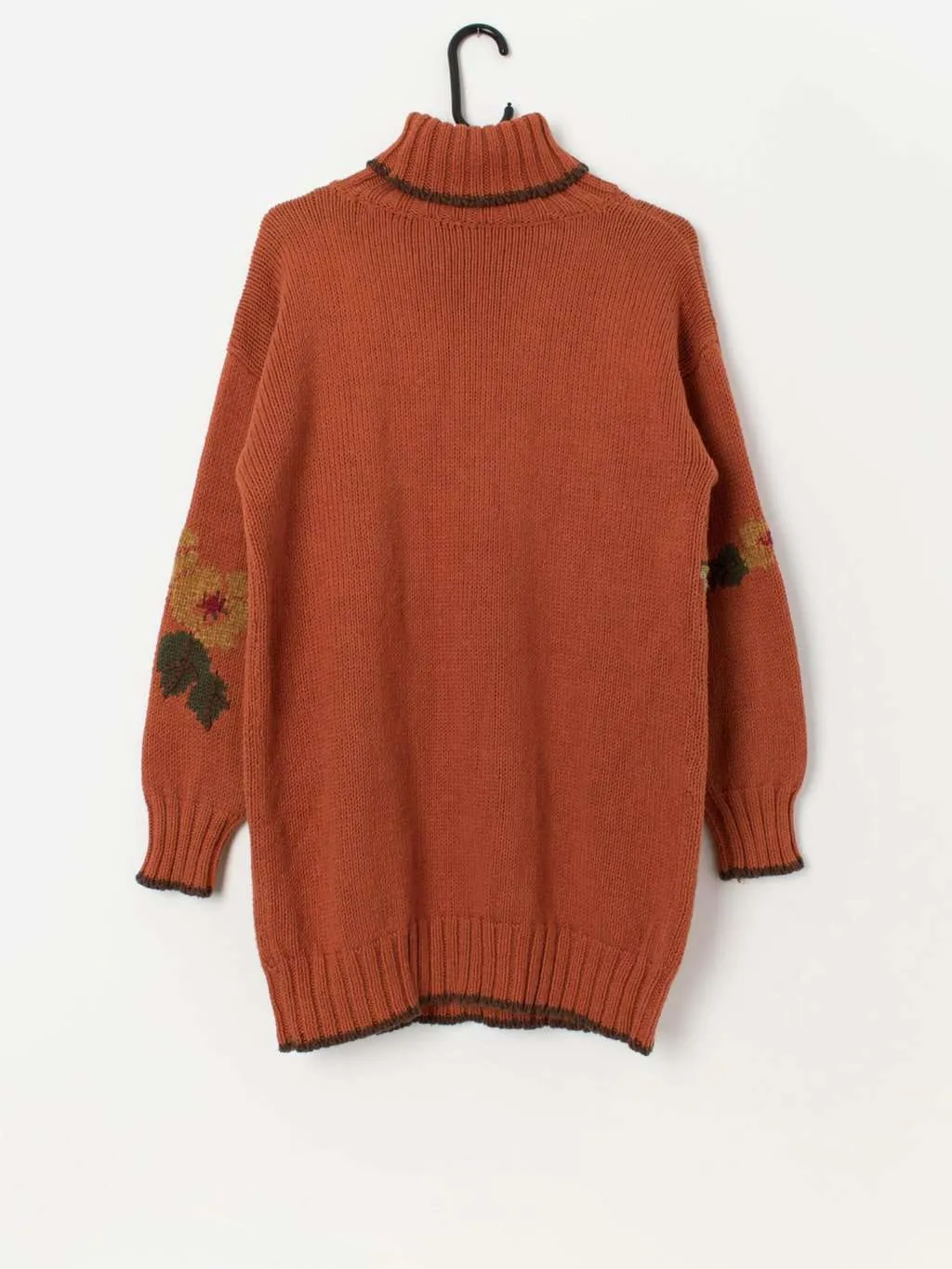 90s St Michael turtle neck sweater in burnt orange – Medium