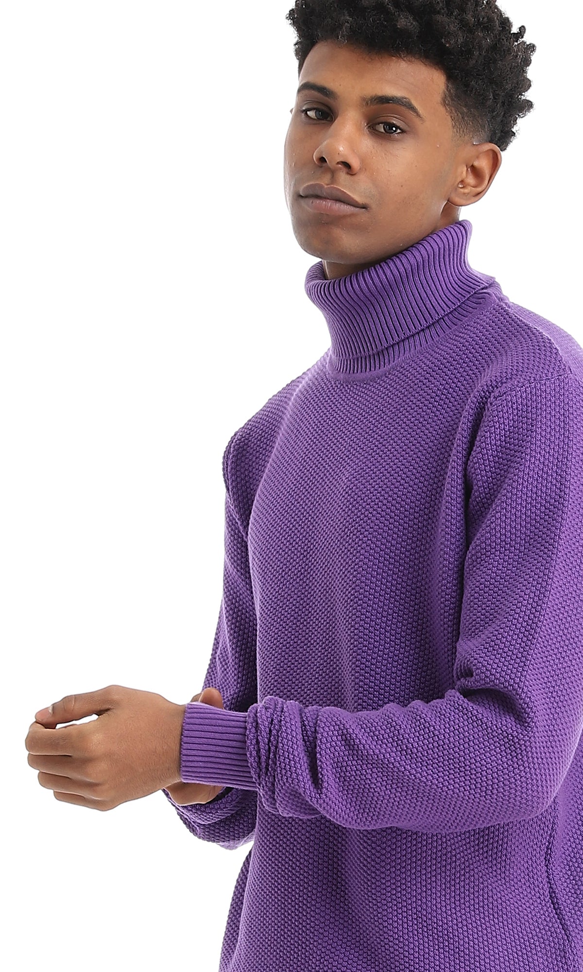 96387 Winter Knitted Turtle Neck Purple Pullover