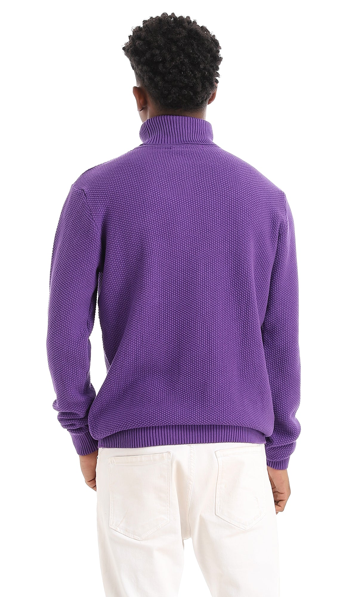 96387 Winter Knitted Turtle Neck Purple Pullover