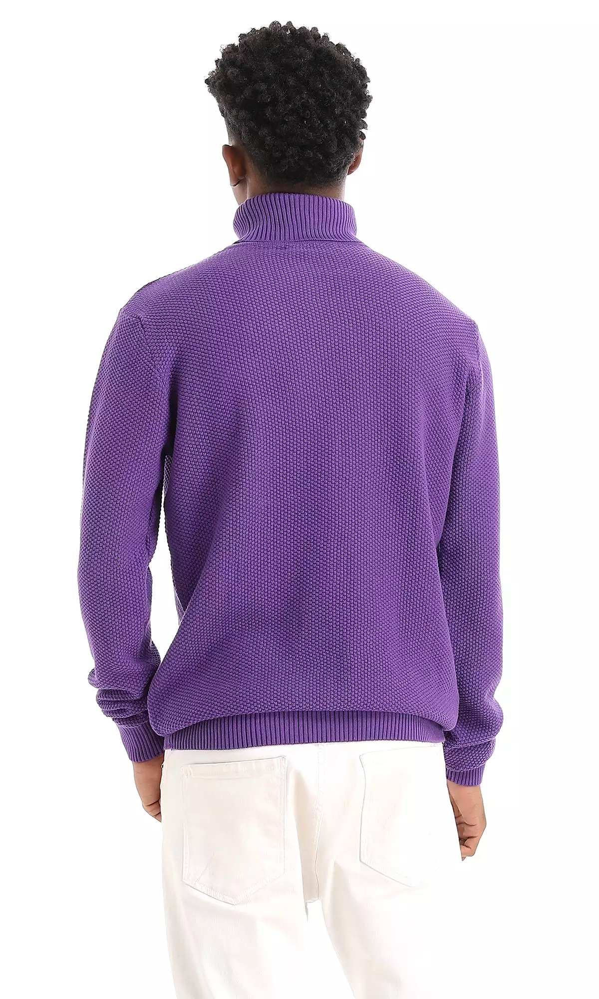 96387 Winter Knitted Turtle Neck Purple Pullover