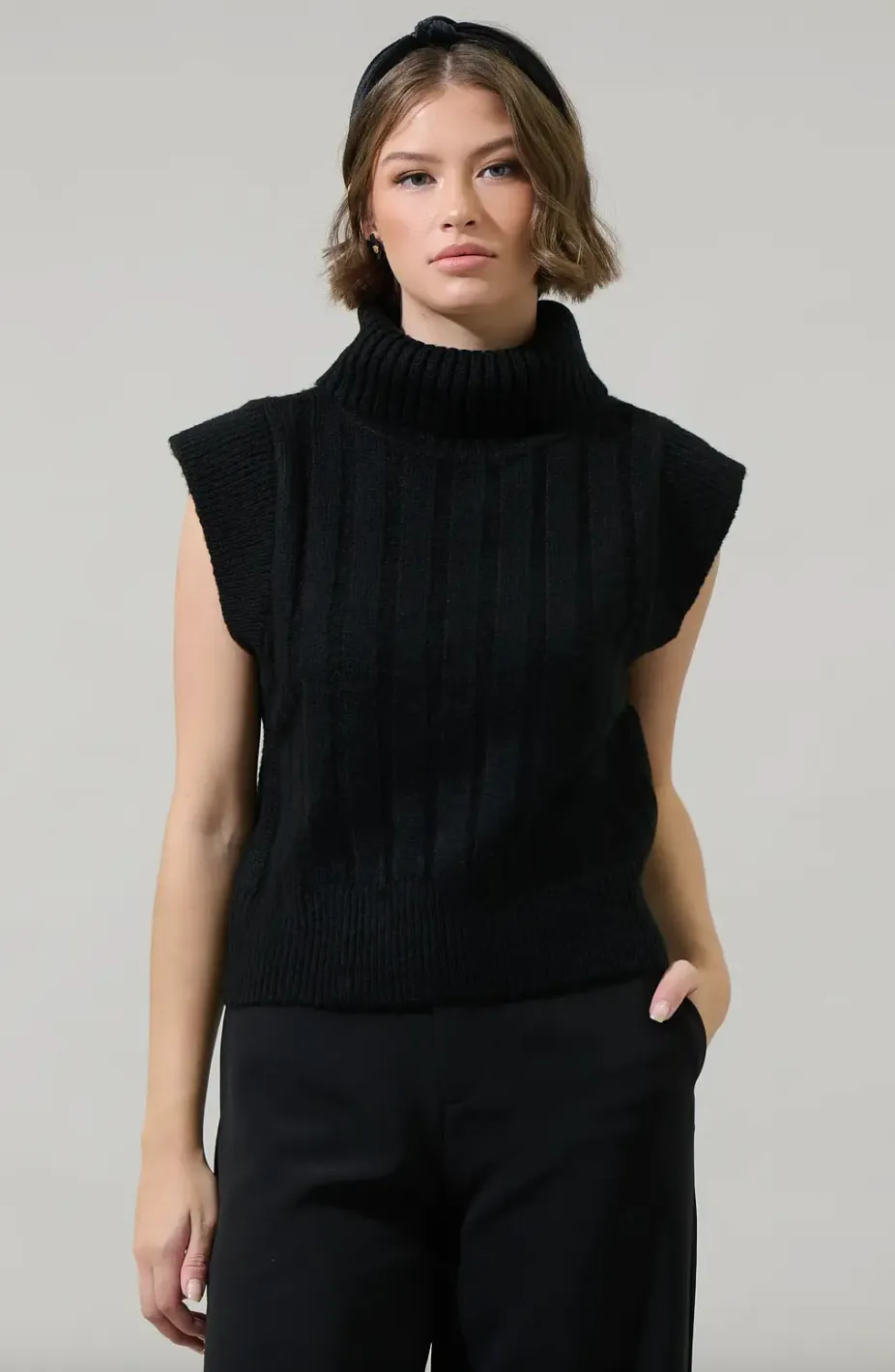 Anaya Turtle Neck Ribbed Sweater Top