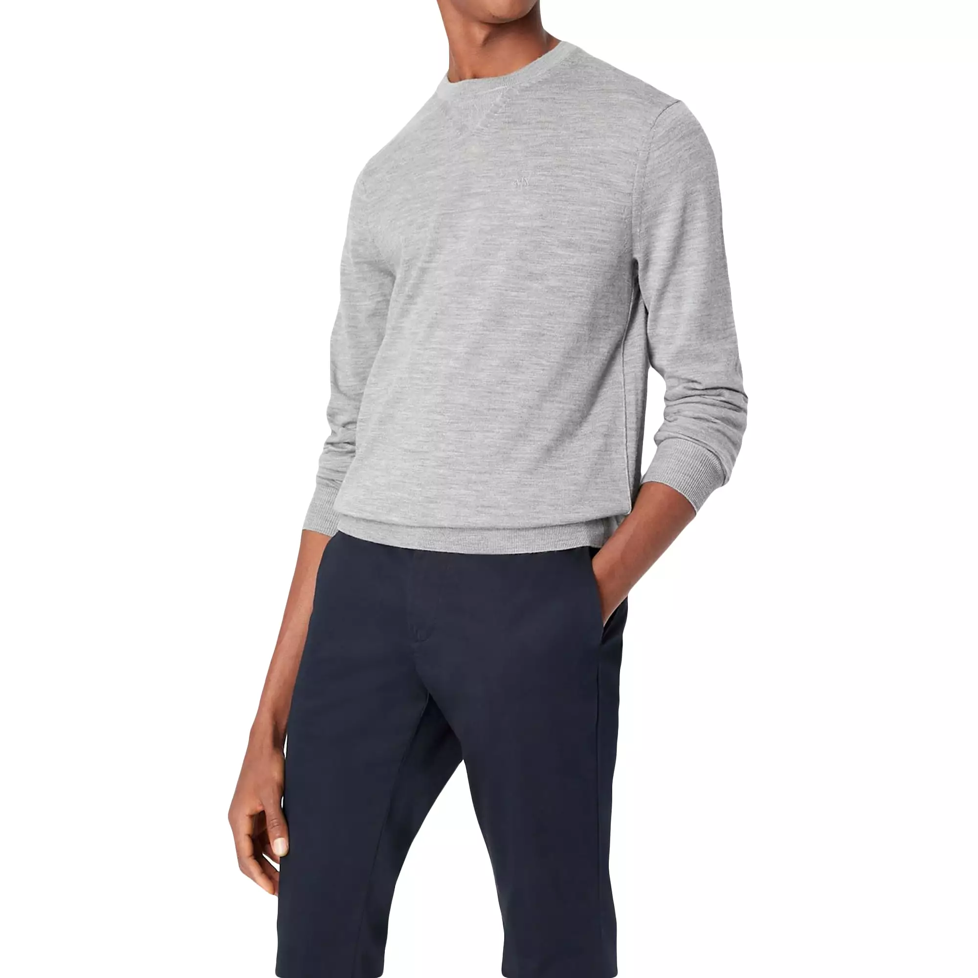 Armani Exchange Fine Virgin Wool Crew Knit - Alloy Grey