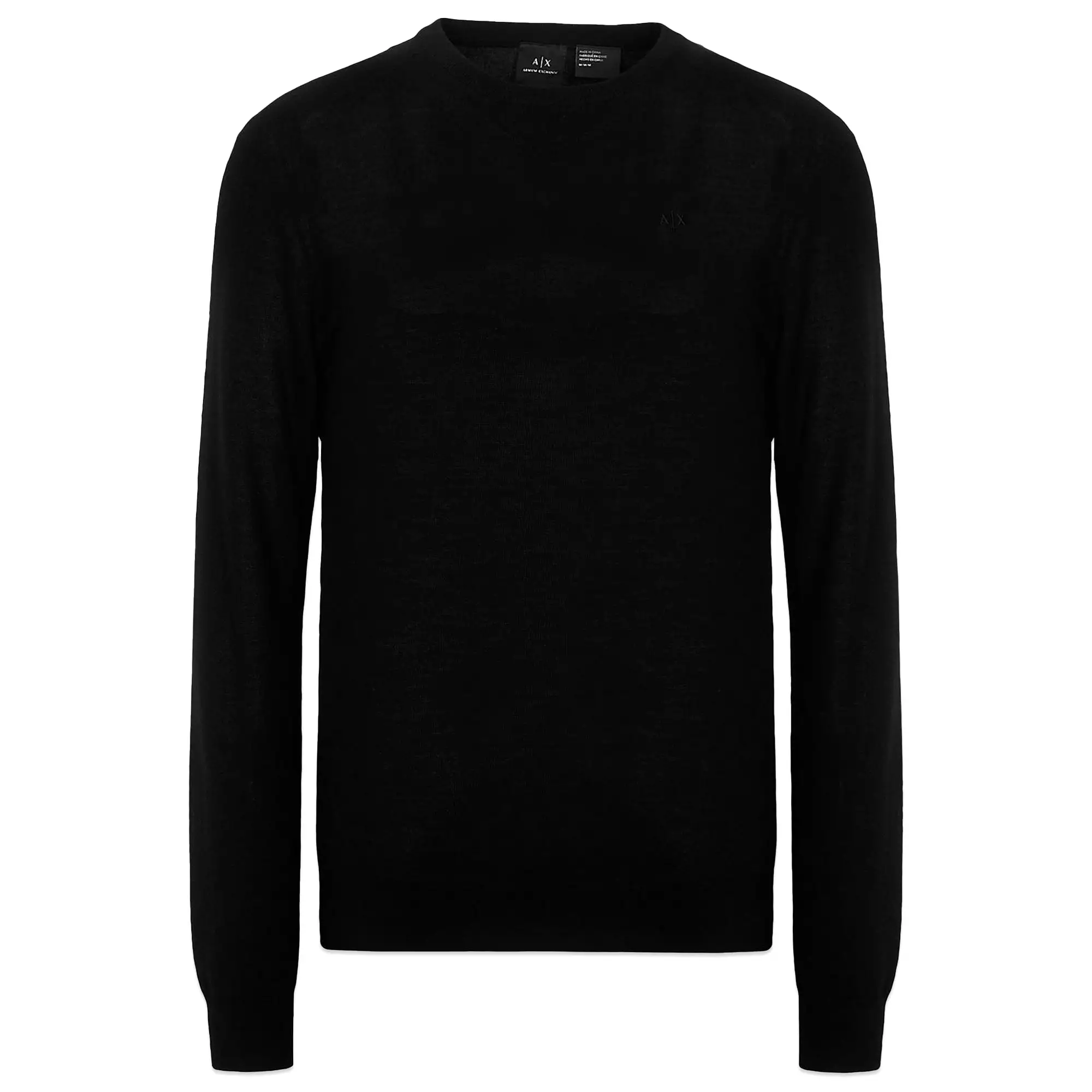 Armani Exchange Fine Virgin Wool Crew Knit - Black