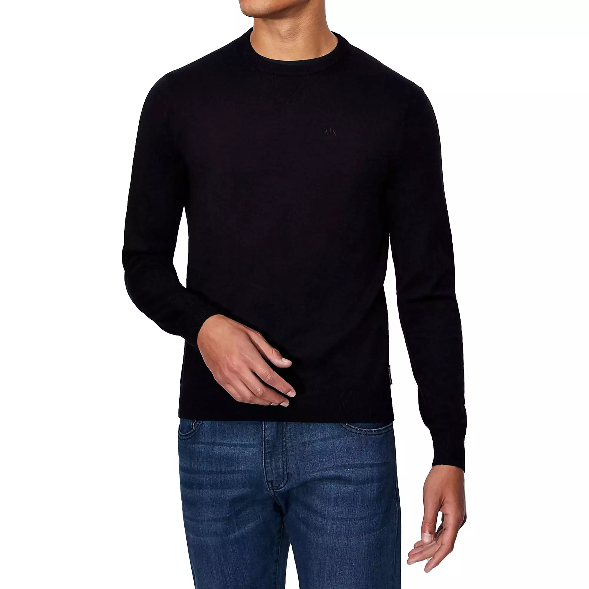 Armani Exchange Fine Virgin Wool Crew Knit - Navy