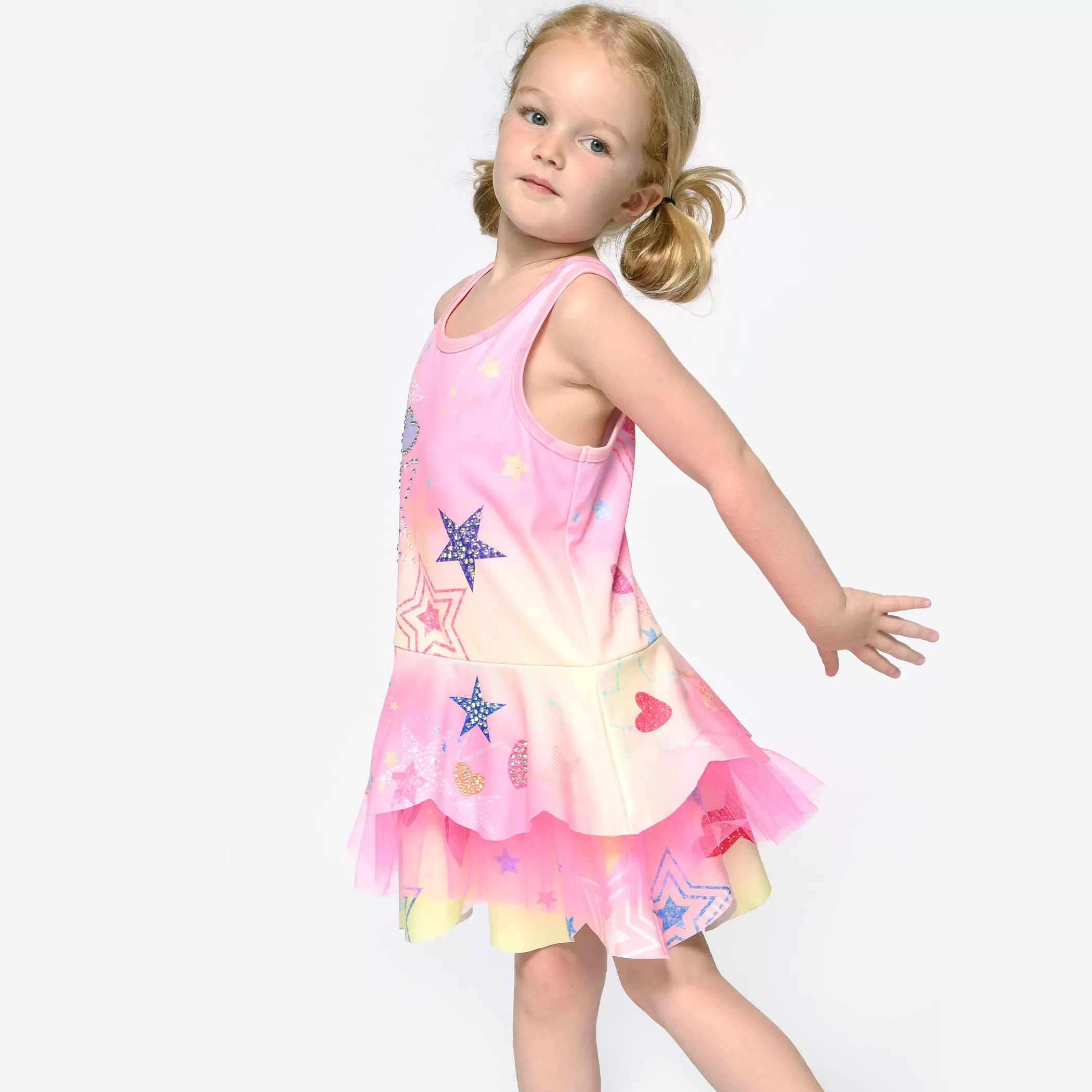 Baby Sara Printed Scallop Tutu Pink Multi Dress