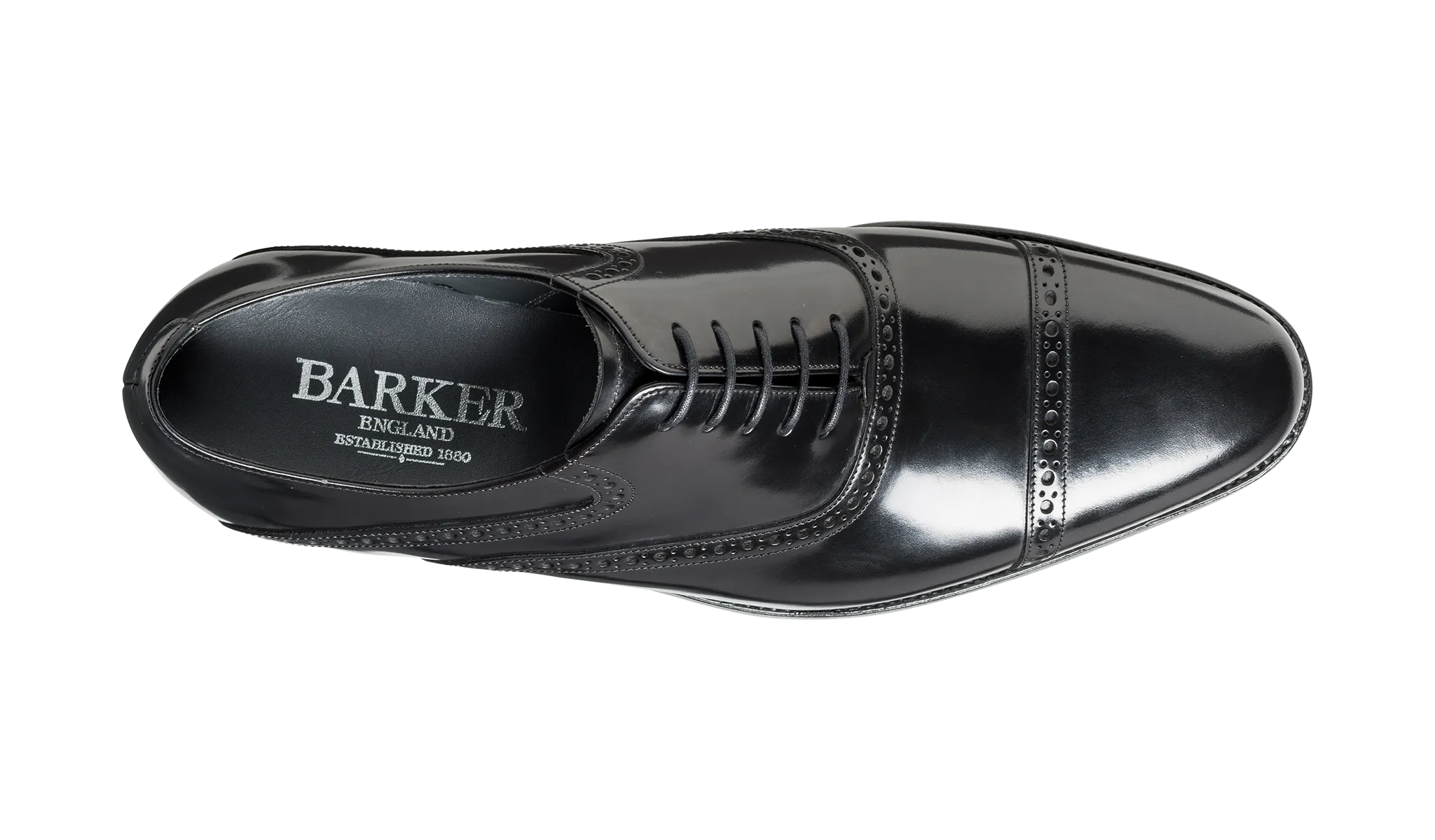 Barker Wilton toe- cap Oxford Shoe - Hi Shine Black