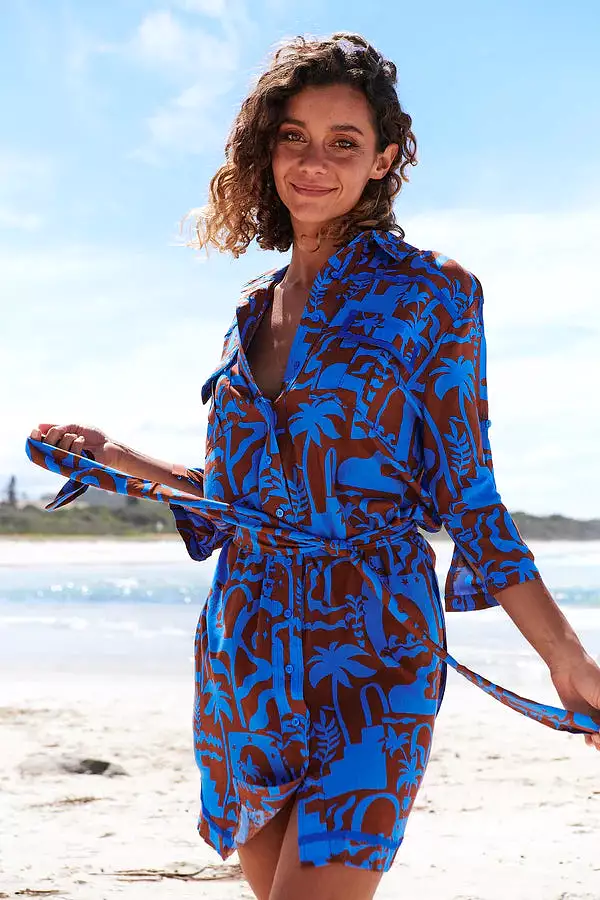 Beverly Shirt Dress Desert to Sea Print