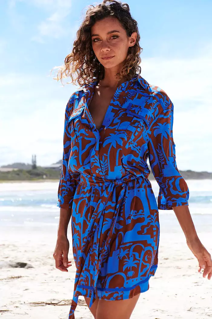 Beverly Shirt Dress Desert to Sea Print