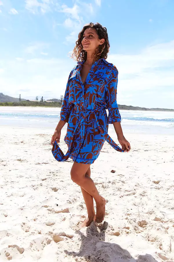 Beverly Shirt Dress Desert to Sea Print