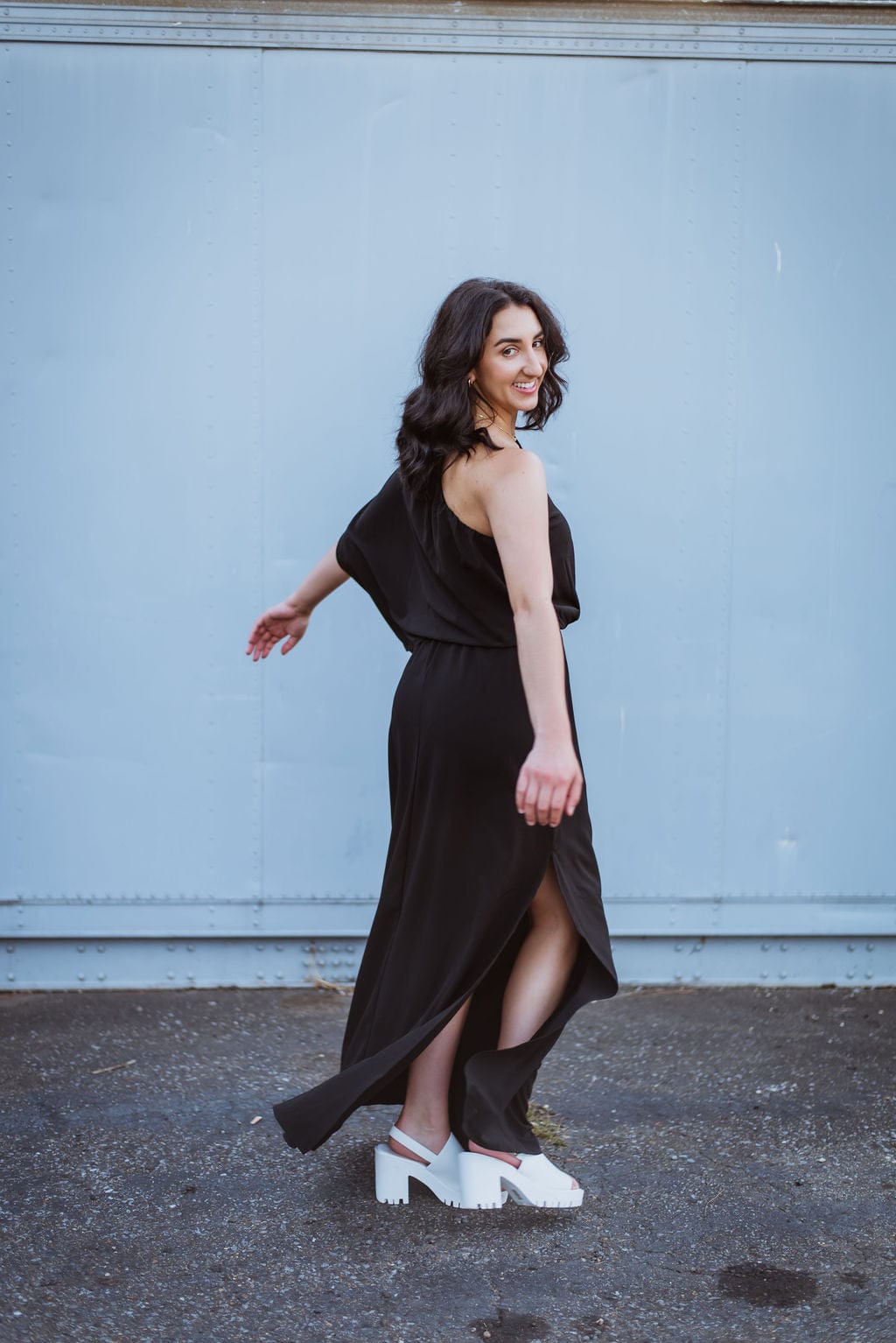 Black One Shoulder Maxi Dress