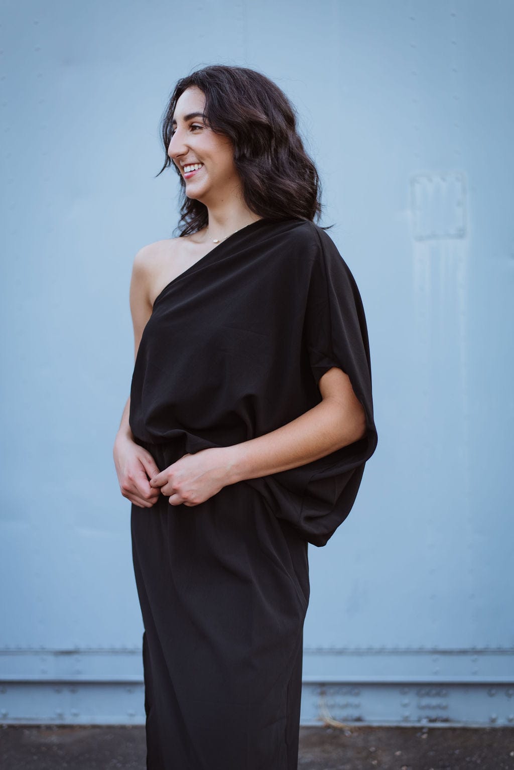 Black One Shoulder Maxi Dress