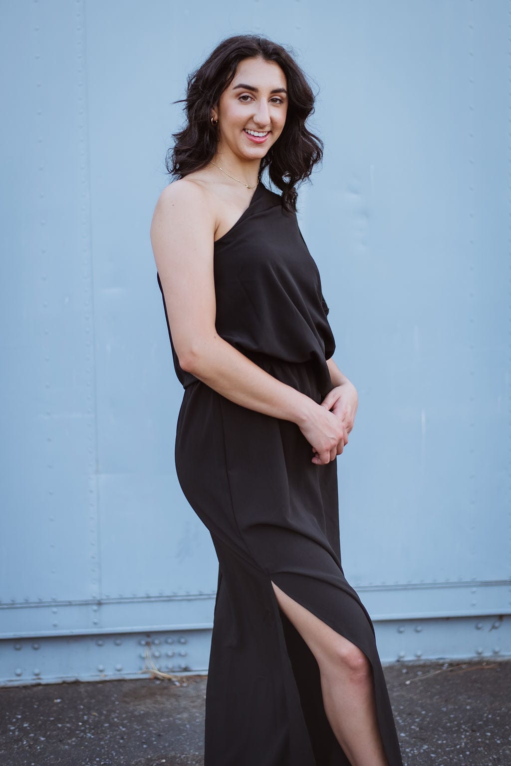 Black One Shoulder Maxi Dress