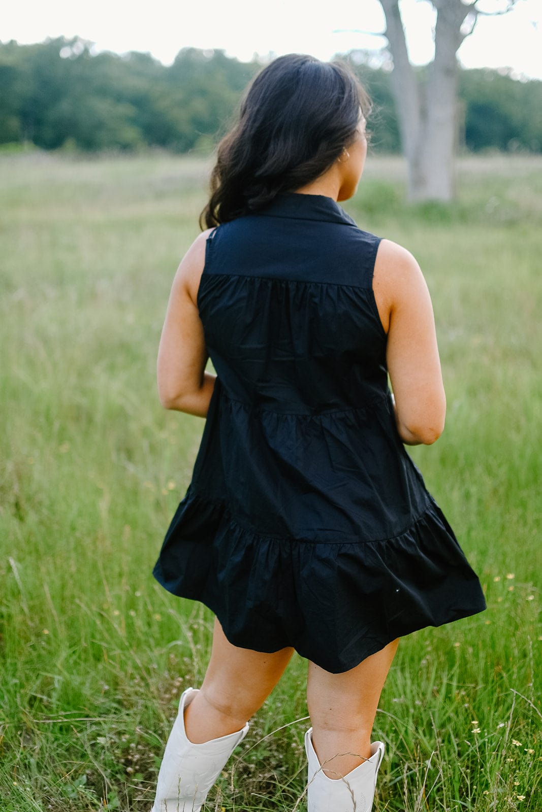 Black Sequin Star Patch Dress