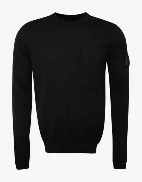 Black Wool Chest Pocket Sweater