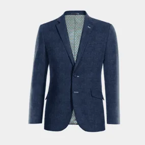  Blazer azul cobalto de tweed herringbone esencial