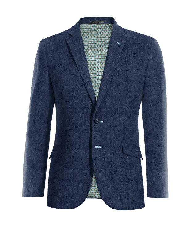  Blazer azul cobalto de tweed herringbone esencial