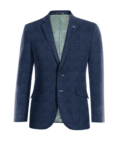  Blazer azul cobalto de tweed herringbone esencial