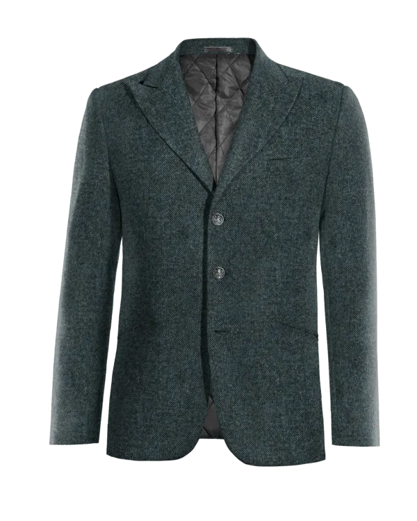  Blazer azul de donegal tweed solapa en pico