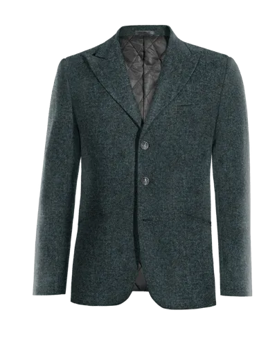  Blazer azul de donegal tweed solapa en pico