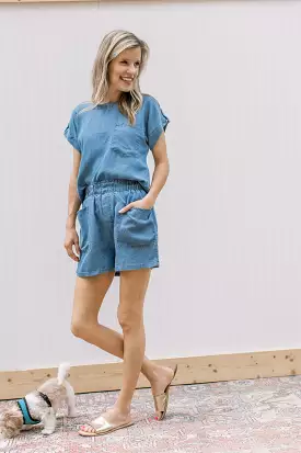 Blue Chambray Short Set