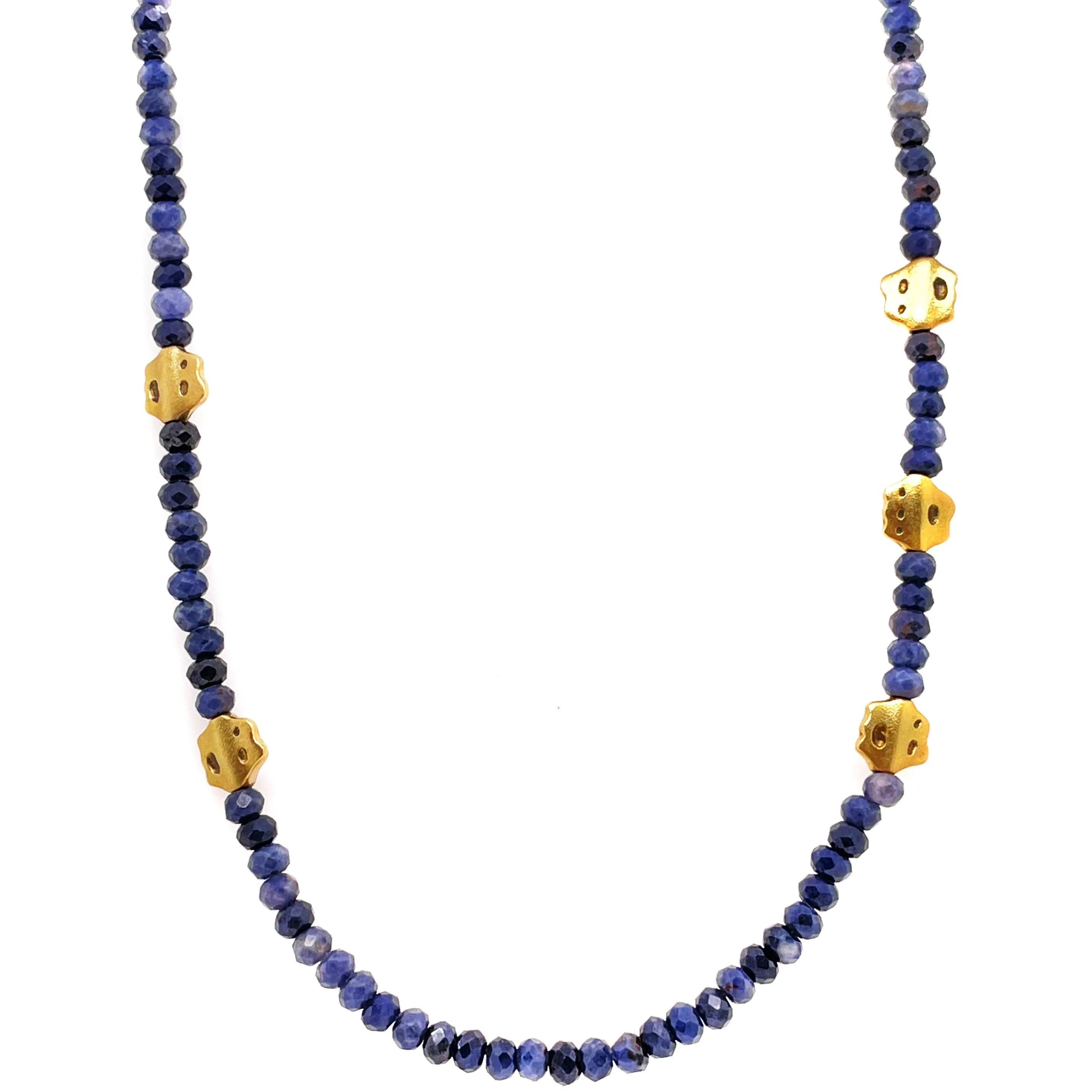 Blue Sapphire Flora Bead Necklace