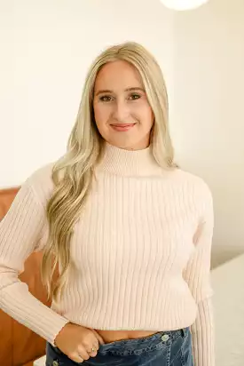 Blush Ribbed Turtle Neck Sweater