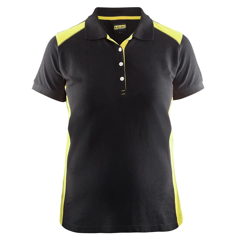 Blåkläder 3390-1050 Women's Pique Polo Shirt - Black/High Vis Y