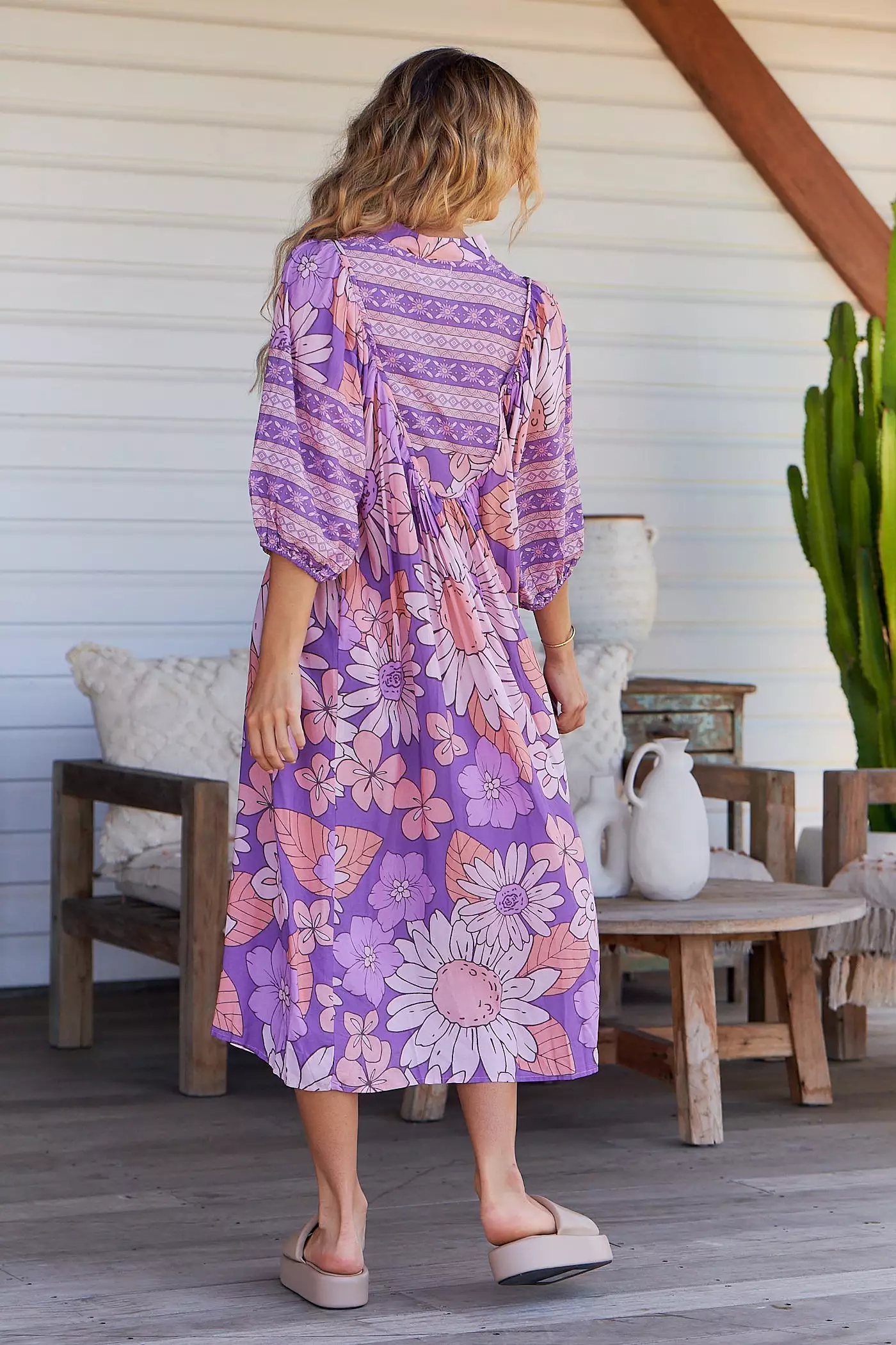 Boheme Midi Dress Purple Rain Print