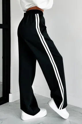 Bringing The Comfort Wide Leg Track Pants (Black)