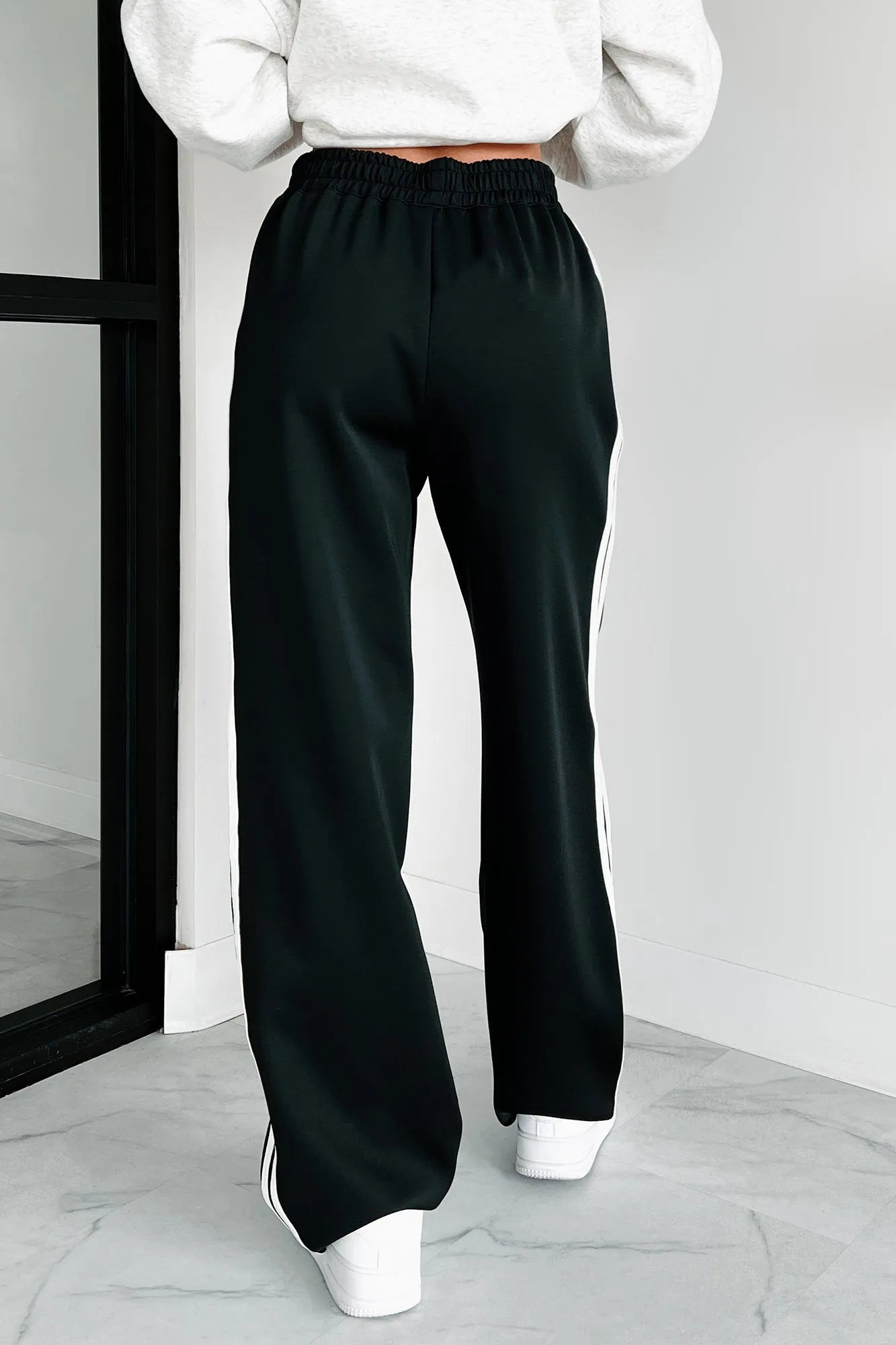 Bringing The Comfort Wide Leg Track Pants (Black)