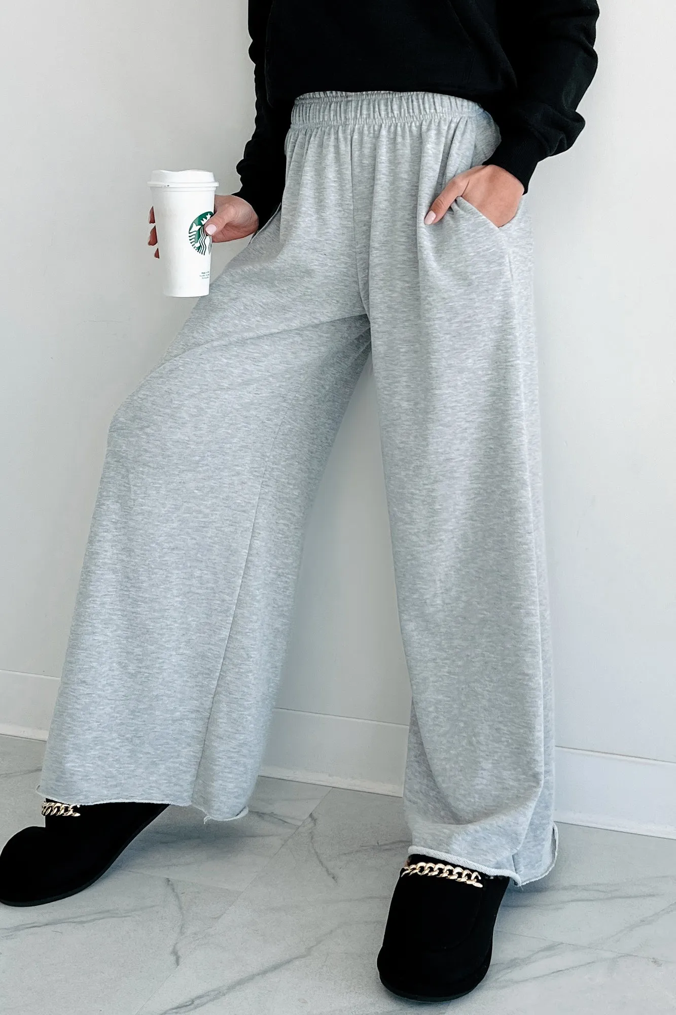 Chasing Relaxation Wide Leg Lounge Pants (Heather Grey)