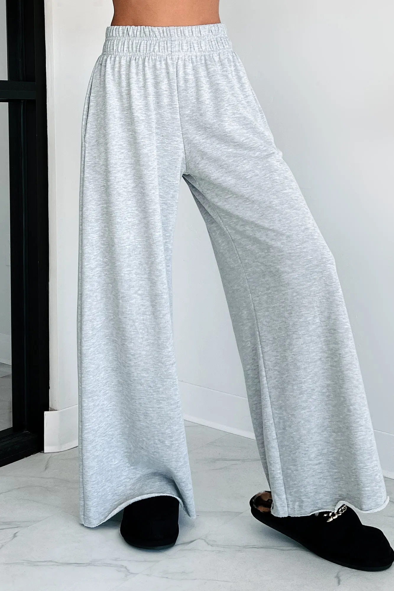 Chasing Relaxation Wide Leg Lounge Pants (Heather Grey)