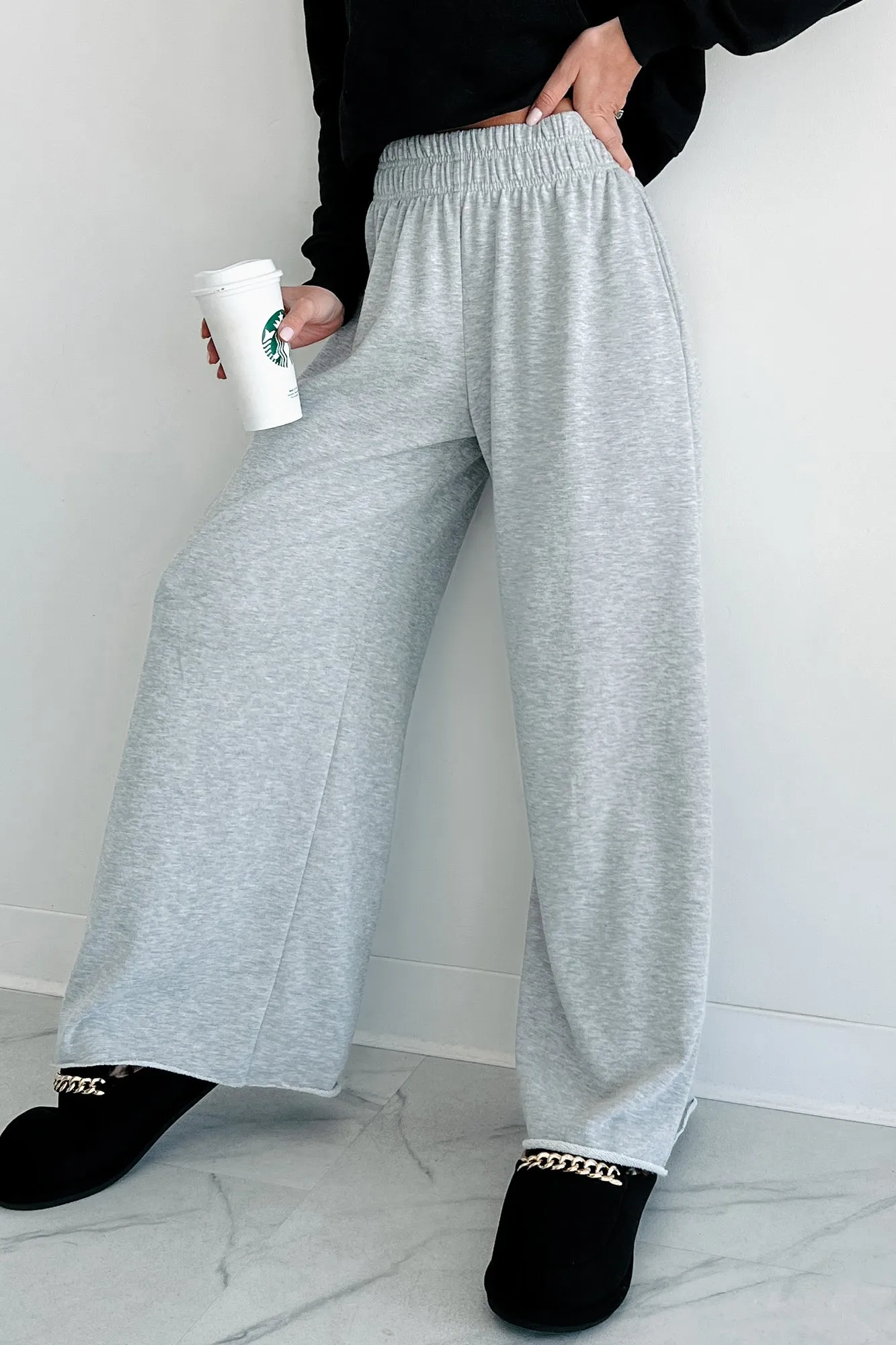 Chasing Relaxation Wide Leg Lounge Pants (Heather Grey)