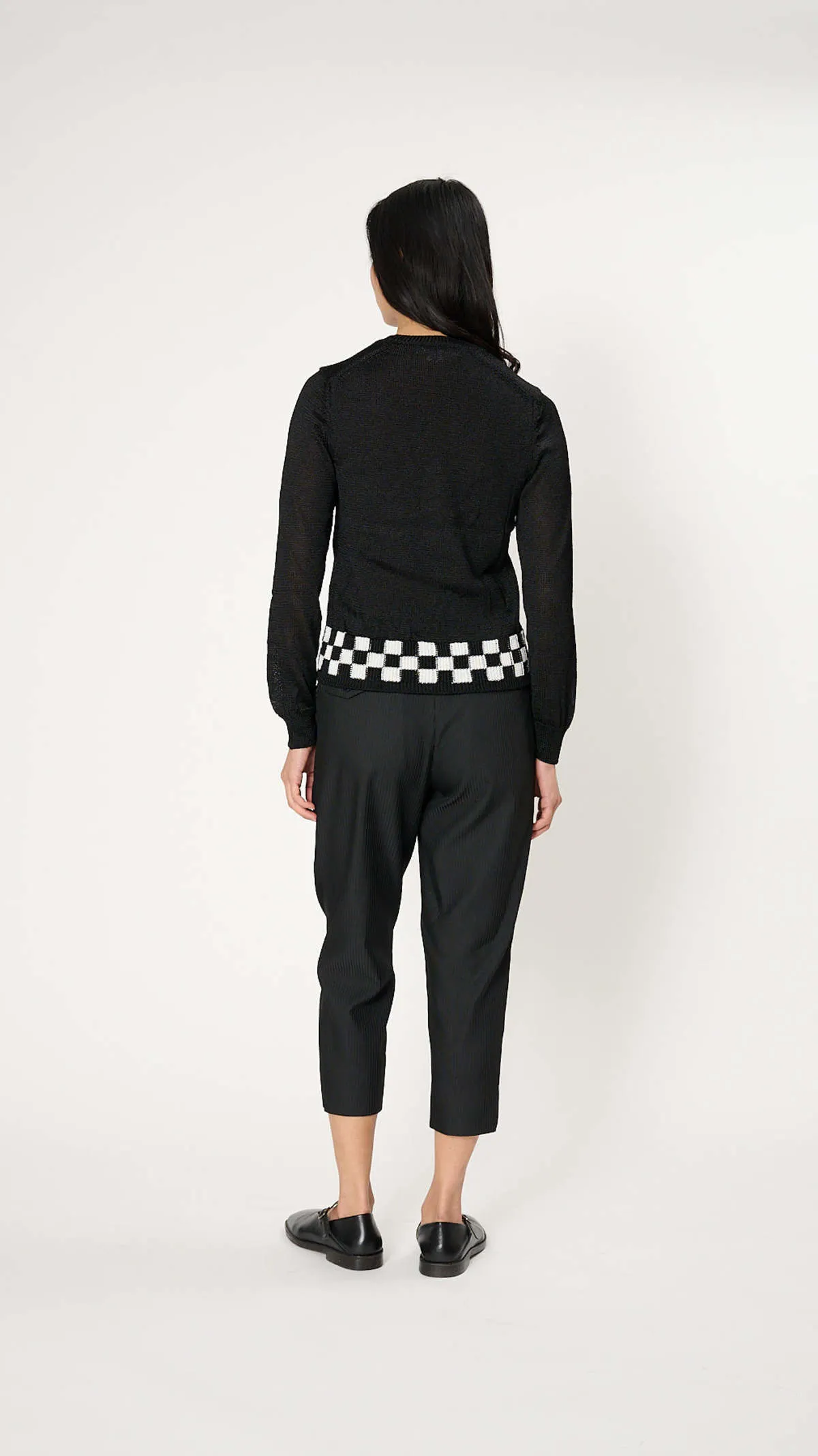 Check Hem Sweater - Black