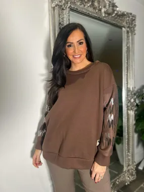 Chocolate Graphic Sleeve Sweatshirt Danni