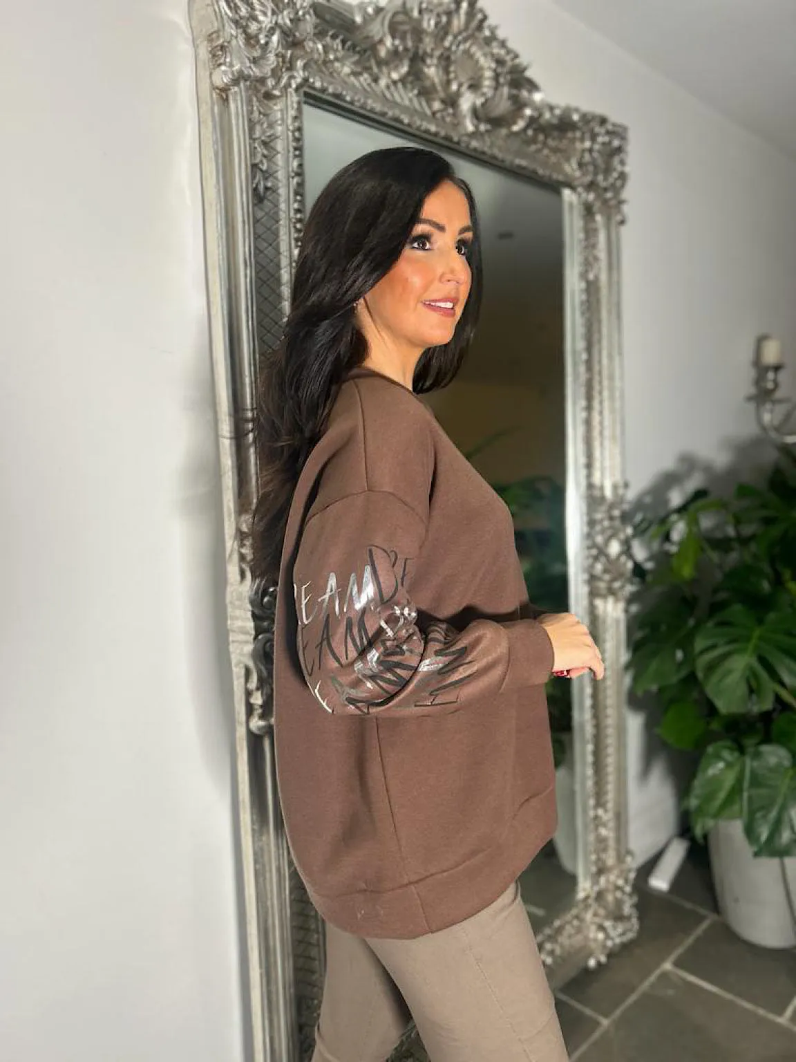 Chocolate Graphic Sleeve Sweatshirt Danni