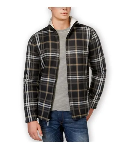 Club Room Mens Plaid Fz Fleece Jacket, TW1