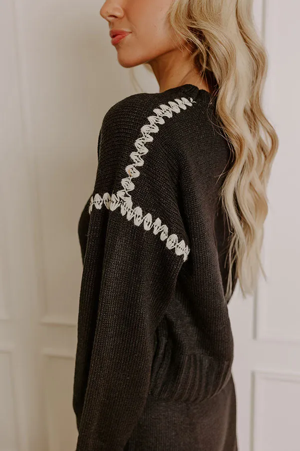 Coffee Shop Cutie Knit Sweater in Black