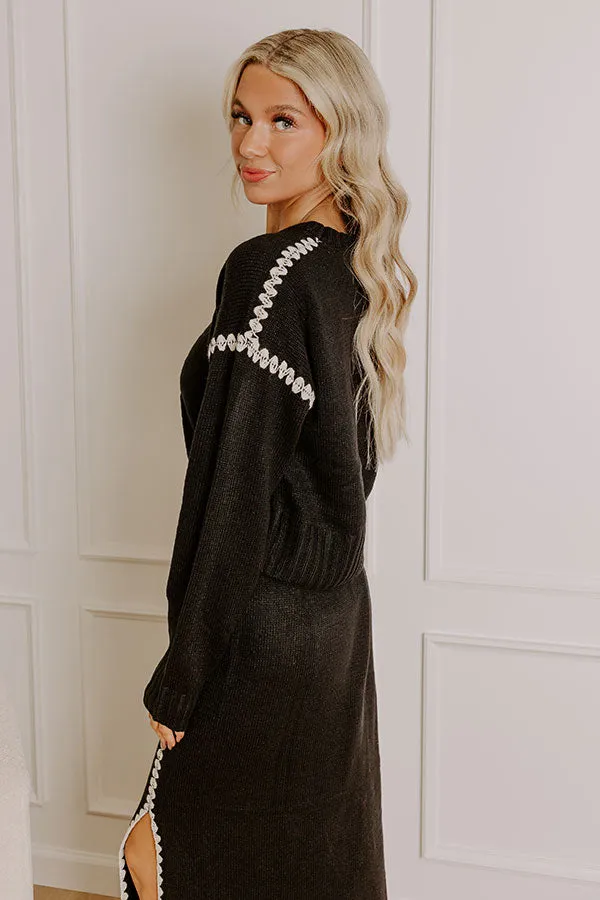 Coffee Shop Cutie Knit Sweater in Black