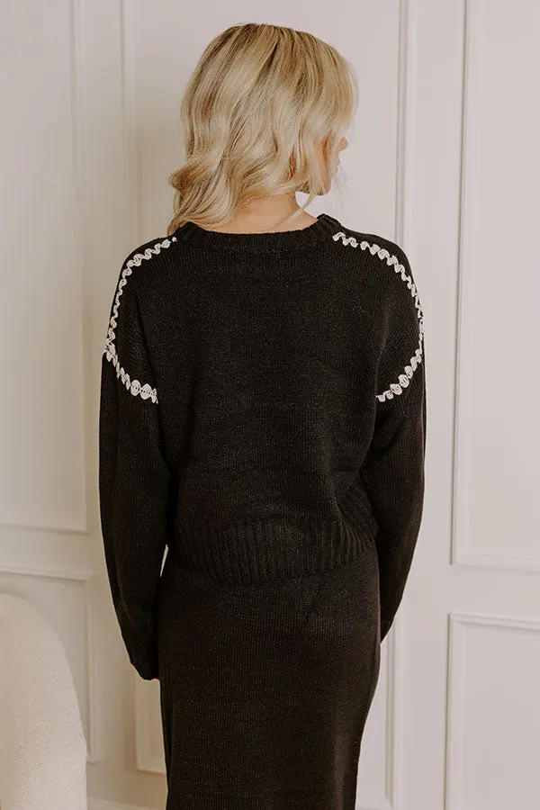 Coffee Shop Cutie Knit Sweater in Black