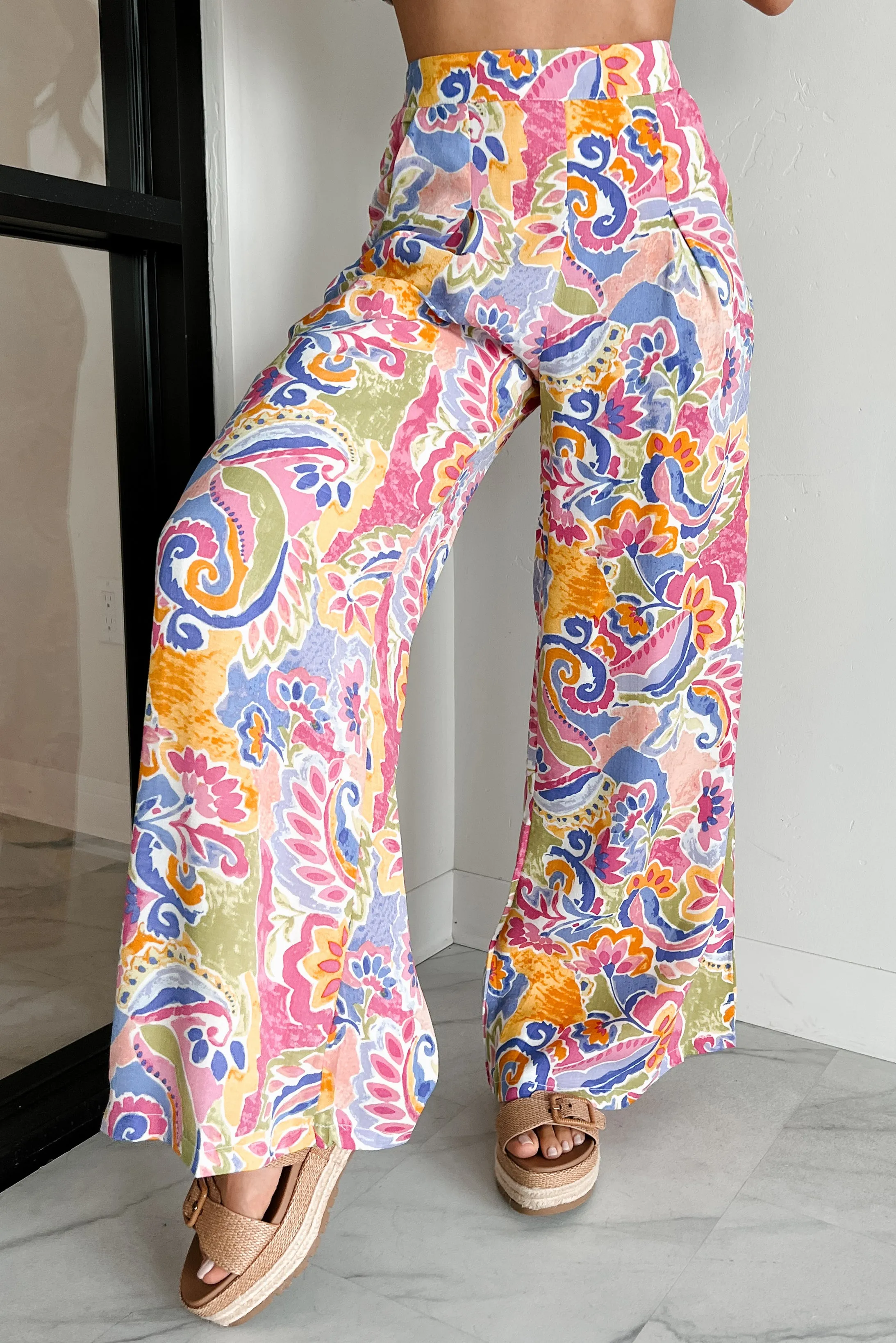 Colorful Imagination Printed Wide Leg Pants (Multi)