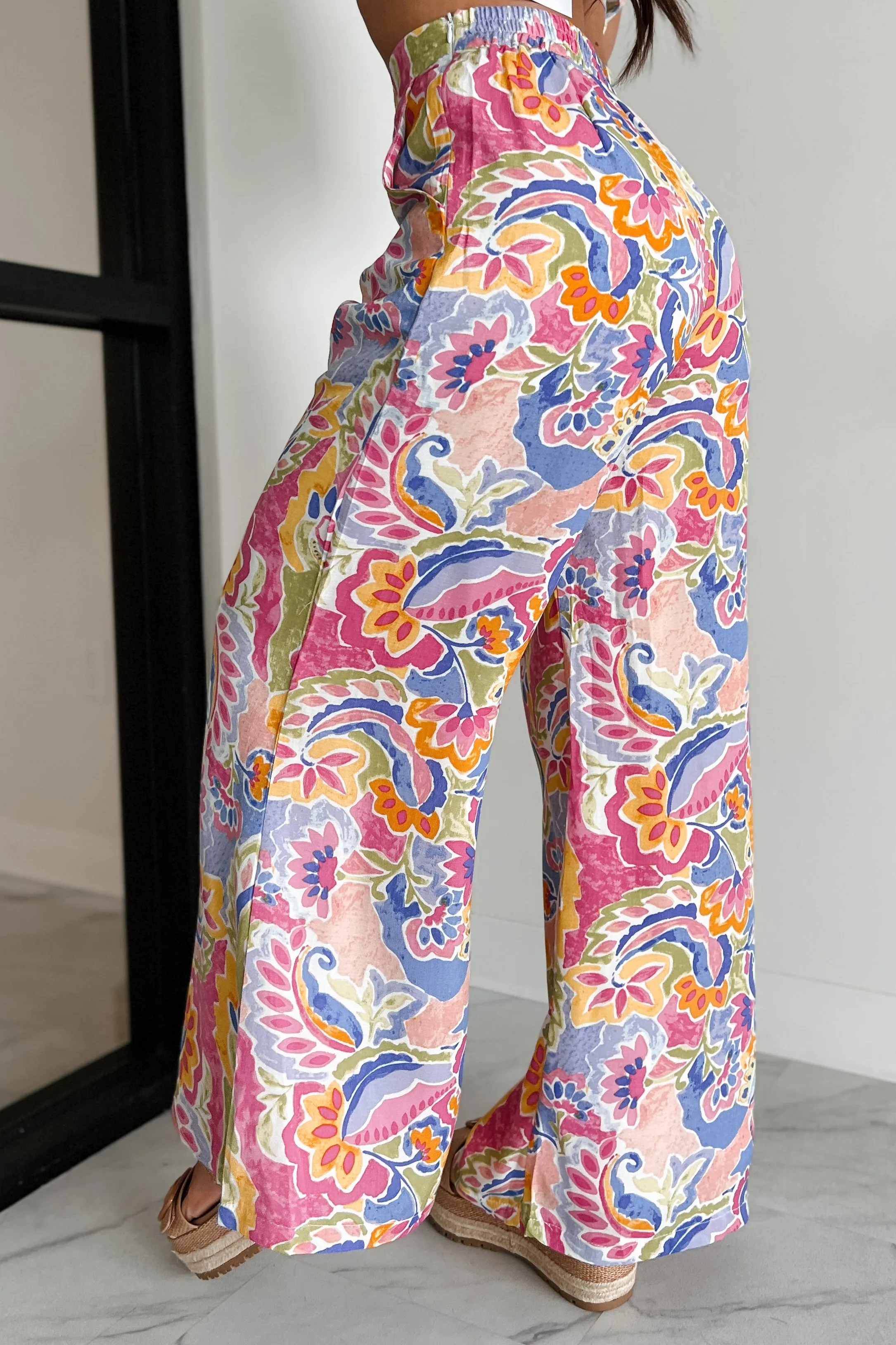 Colorful Imagination Printed Wide Leg Pants (Multi)