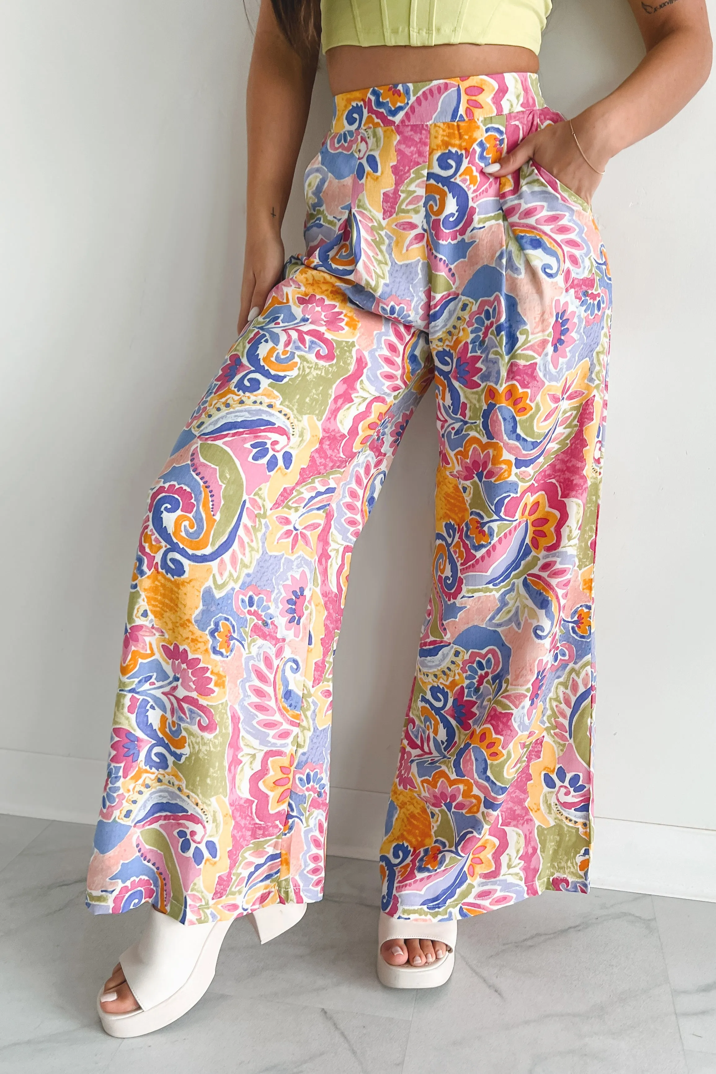 Colorful Imagination Printed Wide Leg Pants (Multi)