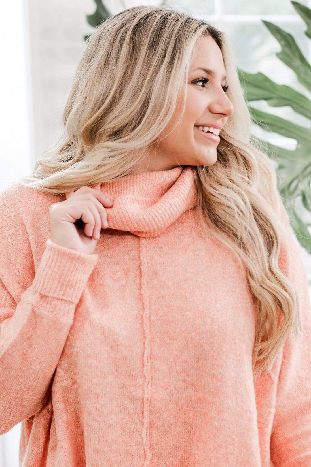 Coral Turtle Neck Sweater