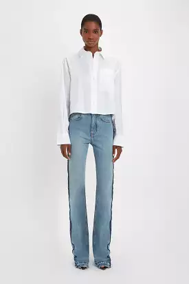 Cropped Patch Pocket Shirt In White