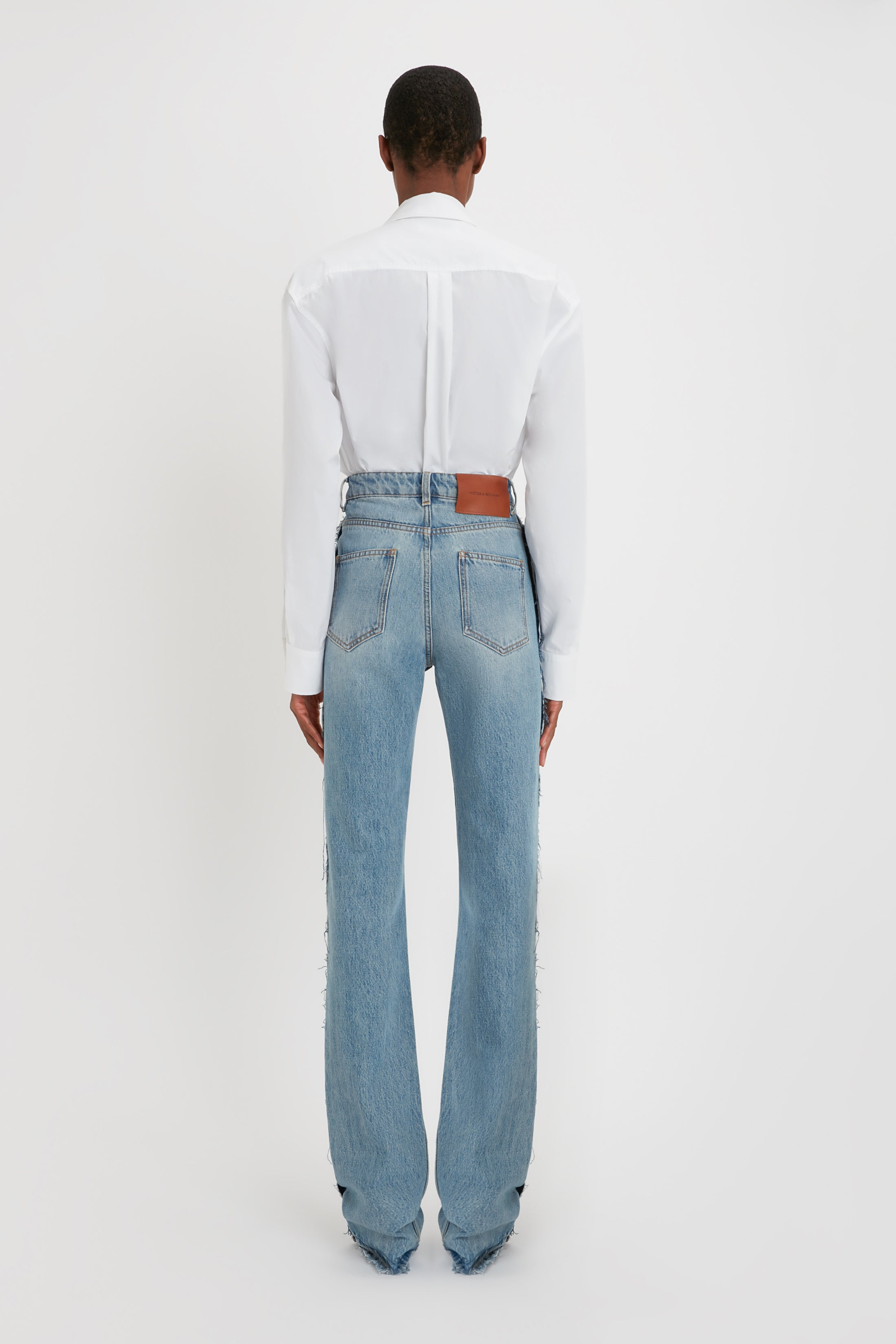 Cropped Patch Pocket Shirt In White